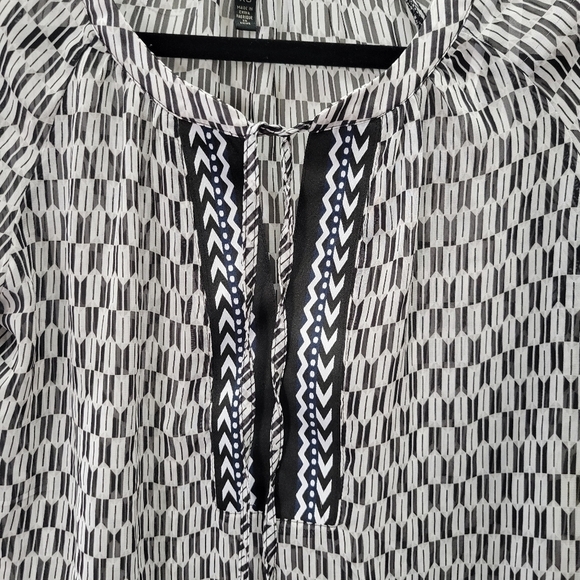 Jessica Simpson Blouse striped Chiffon Tie Waist Peasant Top - Picture 2 of 9